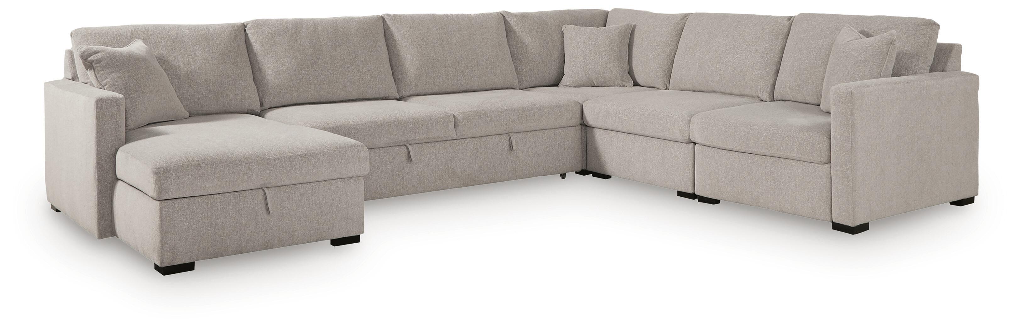 ModMax Luxe 5-Piece Sectional with Storage Chaise and Pop Up Sleeper — Flin Benchcraft® Living Room