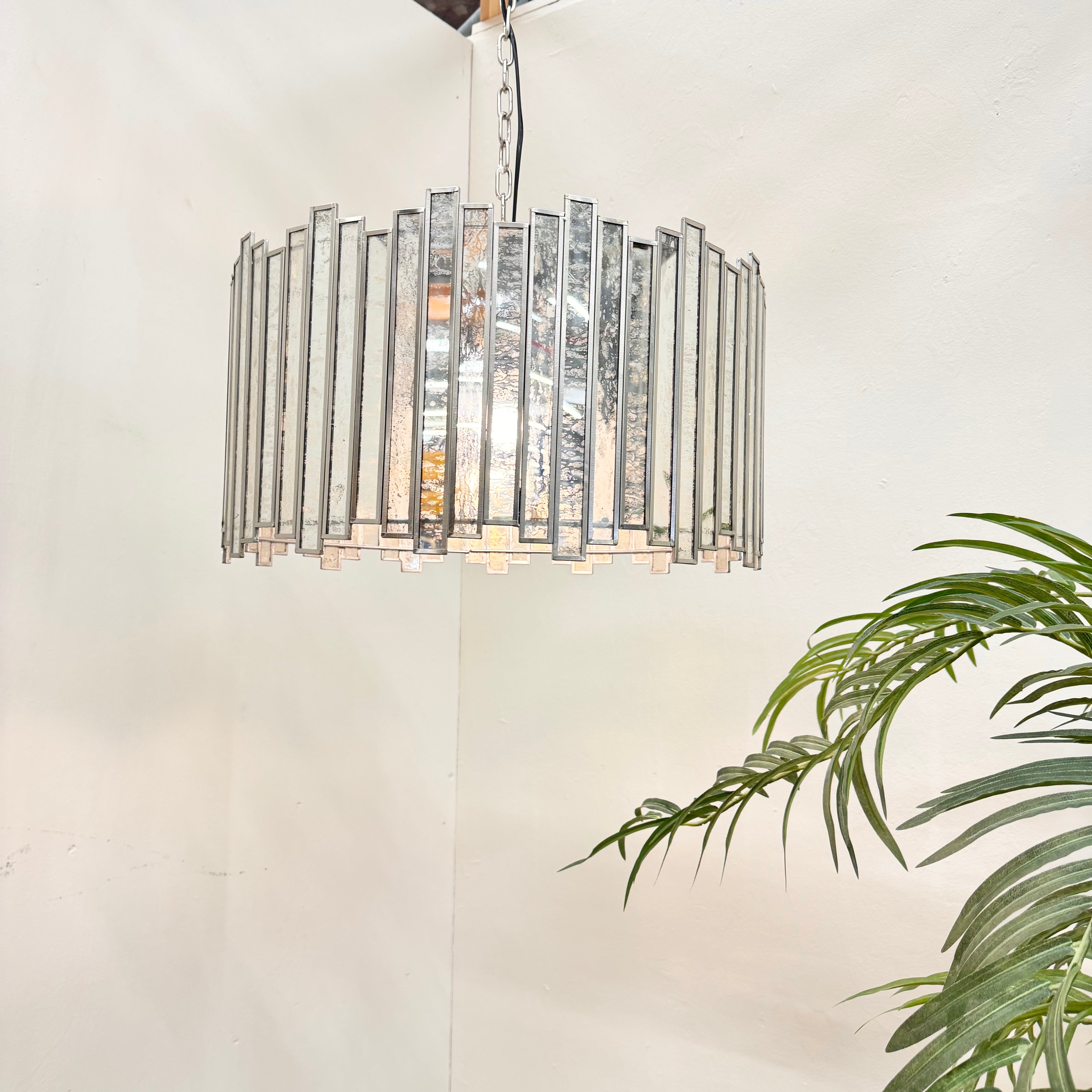 PTMD Ivona Design Pendelleuchte Hängelampe Silber Lampe Spiegel Kristall Neu