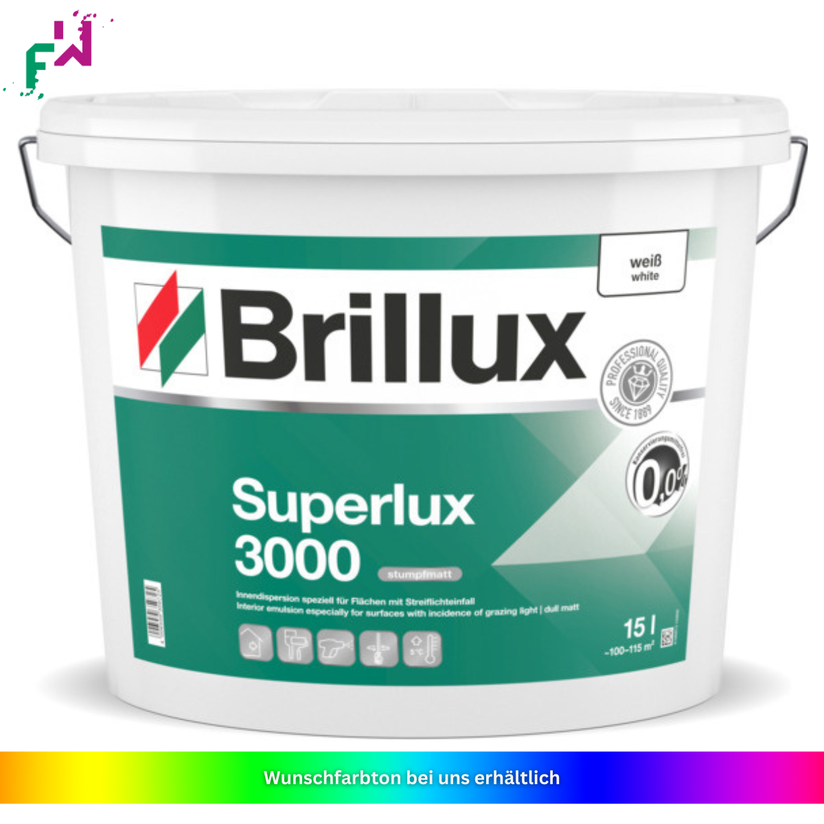 Brillux Superlux 3000 weiße Wandfarbe 15L Eimer bei Farben Willenborg online kaufen