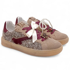 Sneakers donna in camoscio effetto teddy Gio+ PIA BLUE36A combi boucle bordeaux