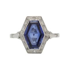 Bague Entourage en or blanc, saphir et diamants - Castafiore