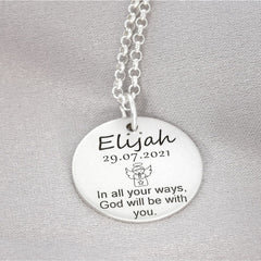 Taufkette mit Daten und Spruch