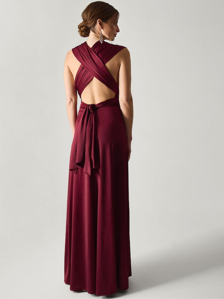 Buy Monsoon Burgundy Red Thea Multiway Tie Neck Maxi Bridesmaid Dress from Next USA
