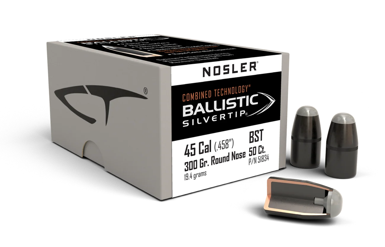 Nosler Ballistic Silvertip Hunting Bullets 45-70 Government (458 Diameter) 300 Grain Round Nose (50pk)