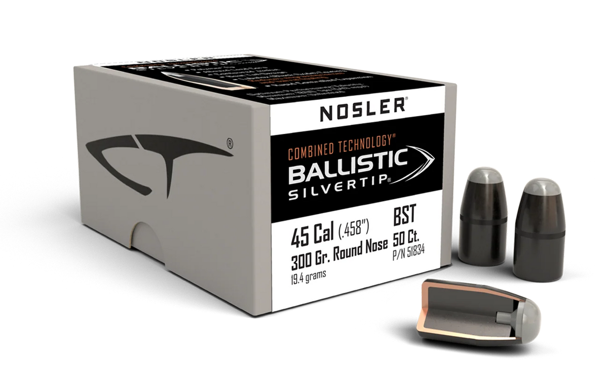 Nosler Ballistic Silvertip Hunting Bullets 45-70 Government (458 Diameter) 300 Grain Round Nose (50pk)