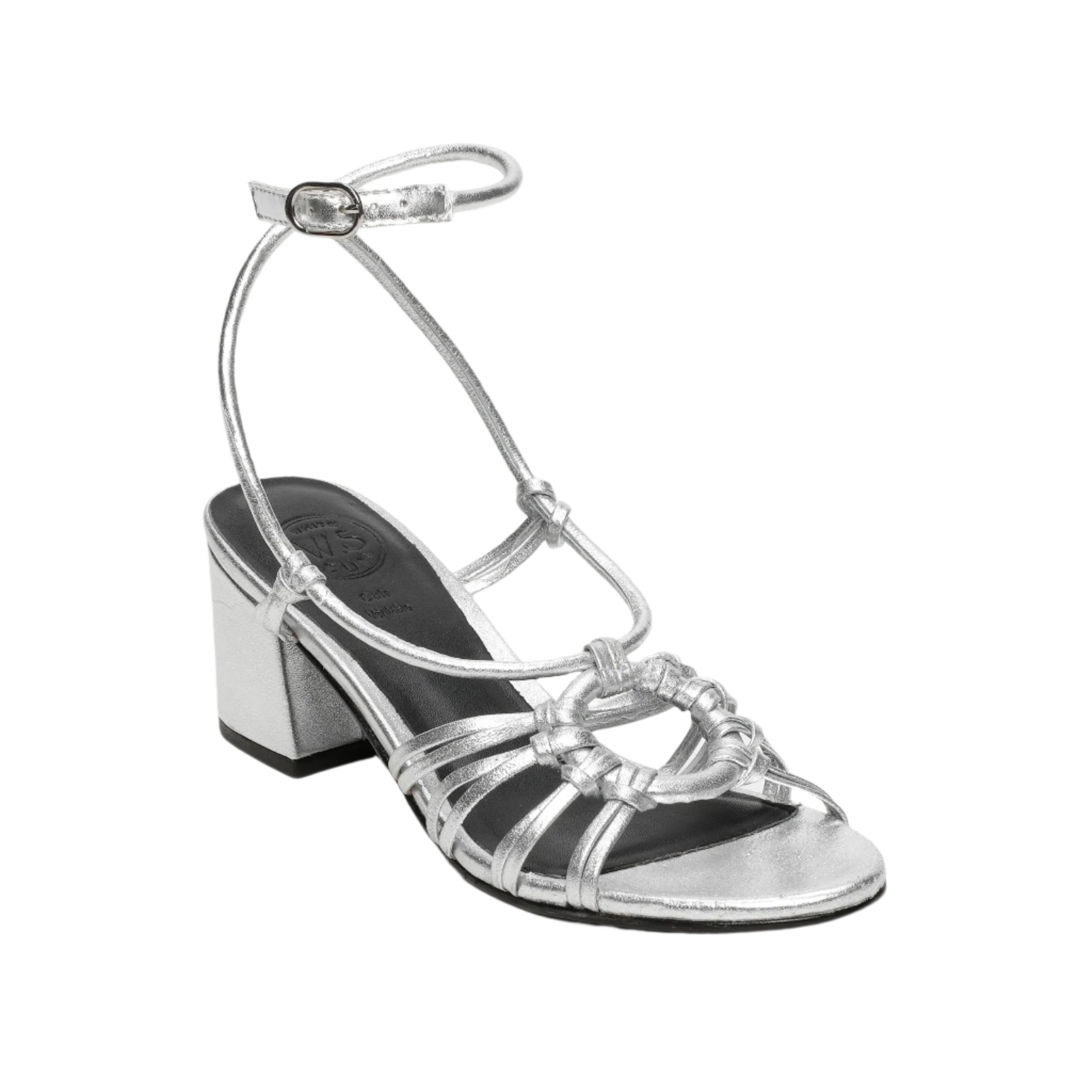 White Sun - Deekshitha Heeled Sandals - Silver Sheep Metallic Nappa - Silver