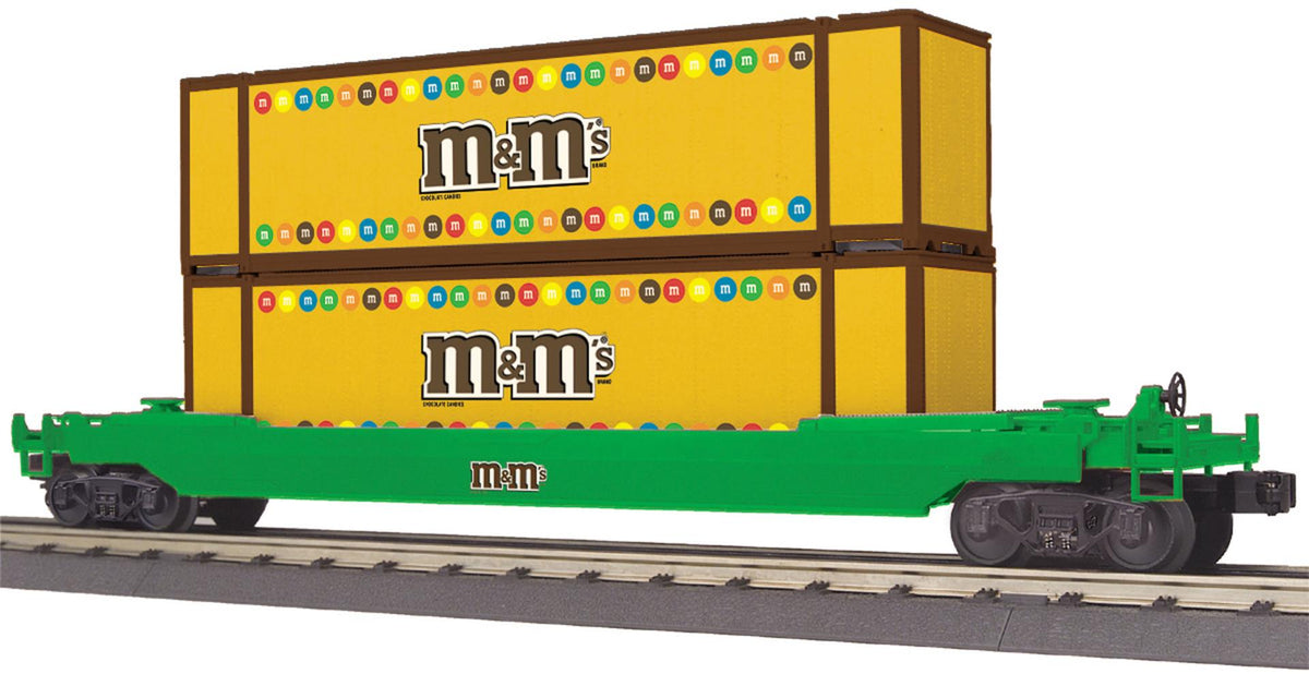 MTH Railking 30-76391 MARS - M&Ms Husky Stack Car O SCALE Used Excellent Damaged Box
