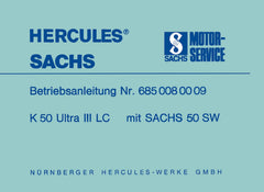 Hercules K 50 Ultra III LC mit Sachs Motor 50 SW, Betriebsanleitung, Buchcover
