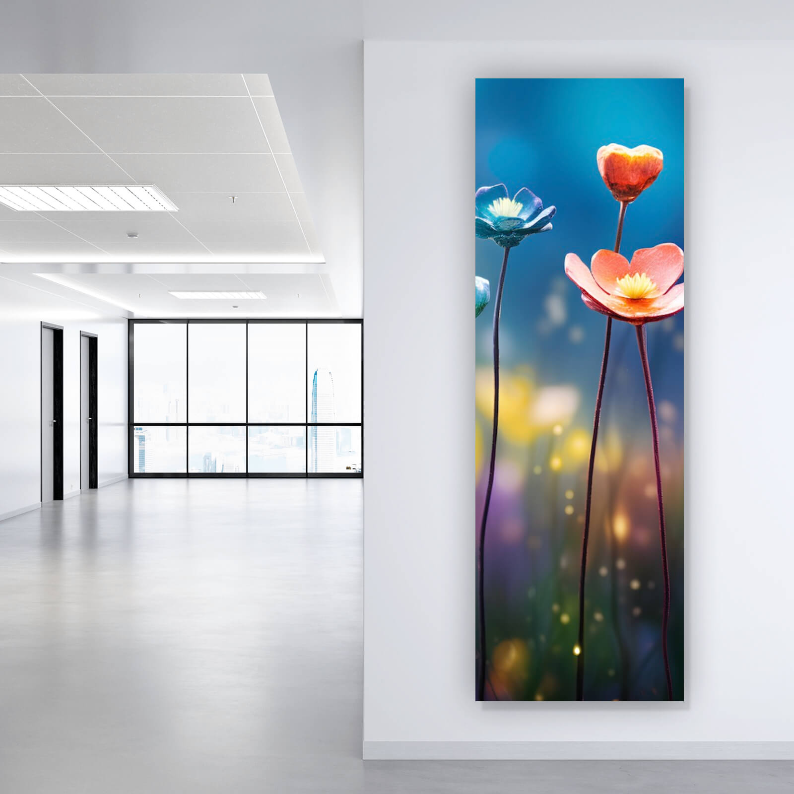Aluminiumbild Beeindruckende bunte Blumen Panorama Hoch